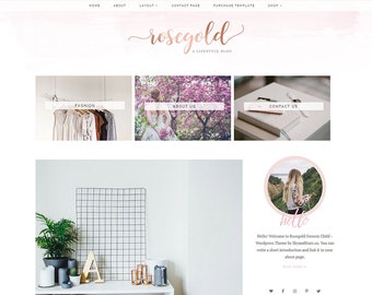 Rosegold Watercolor Wordpress Theme for Genesis Framework - WooCommerce Shop Theme - Wordpress WooCommerce Theme - Genesis Child Theme
