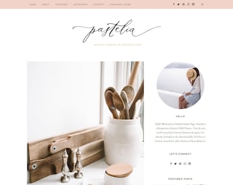 Pink Feminine Wordpress Theme - Pastel Pink Wordpress Template - Genesis Child Theme - Blog Design - Pastelia