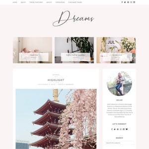 Wordpress Theme Blog & Genesis Child Theme, Wordpress Template, Feminine Wordpress Theme, Pink Wordpress Blog Theme DREAMS image 1