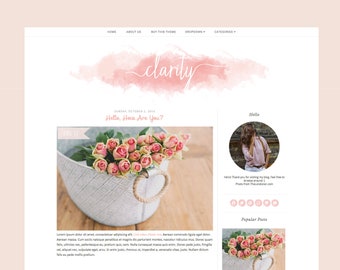 Premade Blogger Template - Simple and Clean Blog Design - Blogspot Template - Watercolor Blogger Template - "CLARITY"
