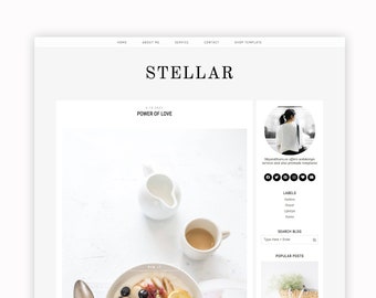 SALE STELLAR Premade Blogger Template - Blog Design -  Minimalist Blog Template - Blogger Blogspot Template