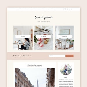 WordPress Theme - WordPress Blog Theme - Lifestyle Blog Theme - Feminine Website Blog - Genesis Theme Blog - LOVE-PEACE