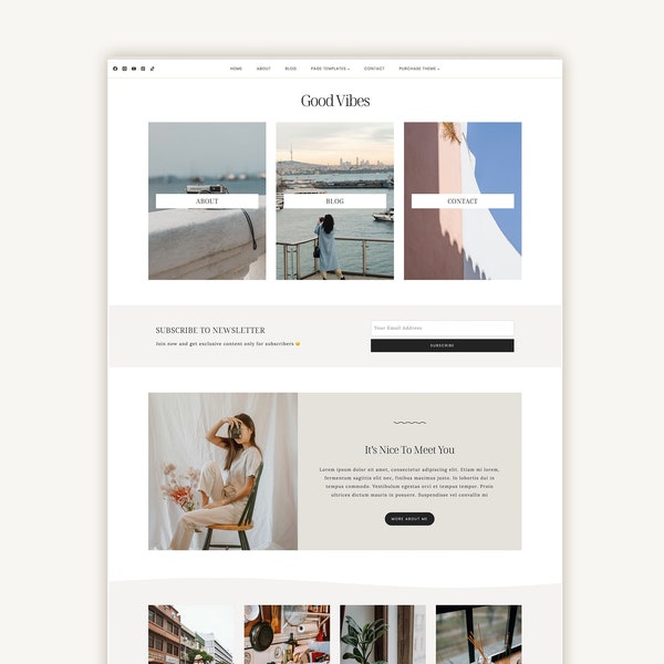 NEW! Wordpress Theme Blog -  Lifestyle Bloggers - Premade Blog Template - Lead magnet page - Kadence Child Theme - Good Vibes Theme