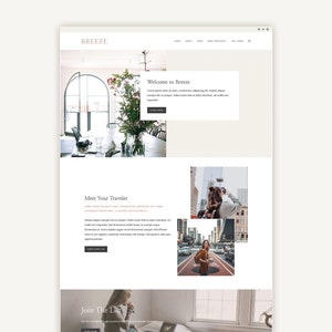 Tema WordPress minimalista - Tema figlio Kadence per creatori, assistenti virtuali, blogger di lifestyle - Sito web Woocommerce - Breeze