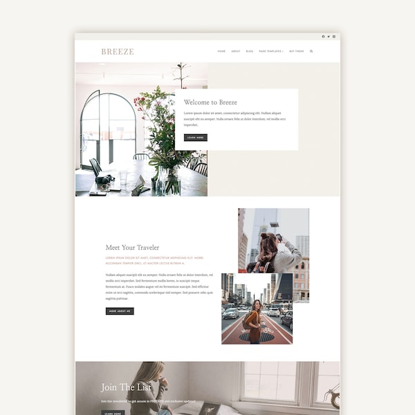 BREEZE WordPress Theme - Kadence Child Theme - Lifestyle Blogger - Blog, shop, Woocommerce website - E-commerce website