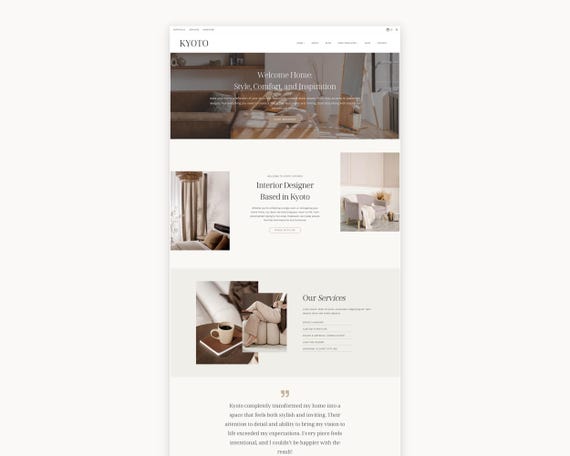 WordPress Theme for Home Decor & Interior Design Bloggers - WordPress Theme for Coaches, Agencies, Shop - Kadence Child Theme - Kyoto