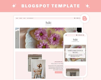 NEUES SUKI Blogger Template - Blogspot Template - Blogger Theme - Pink Blogger Template - Chic Blogspot Template