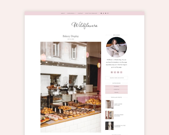 Feminine Blogger Template for Book Bloggers | Minimalist Pink SEO Theme