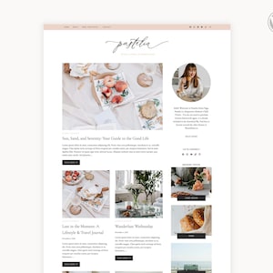 Pastel Pink Wordpress Template | Minimal Blog Design | Mommy Blog theme | Kadence Child Theme |  Pastelia