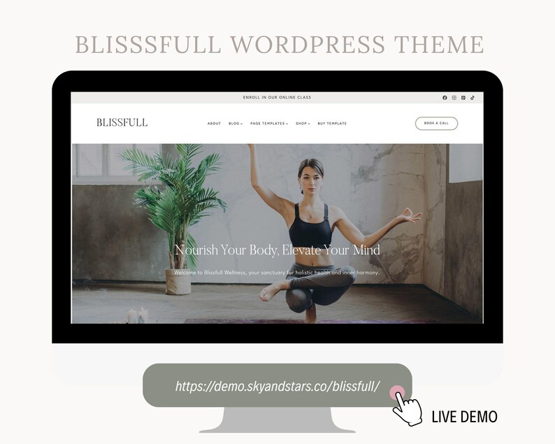 Thème WordPress pour le bien-être, les instructeurs de yoga, les blogueurs sur la santé, les coachs et les agences - Thème Kadence Child - Blissfull image 2