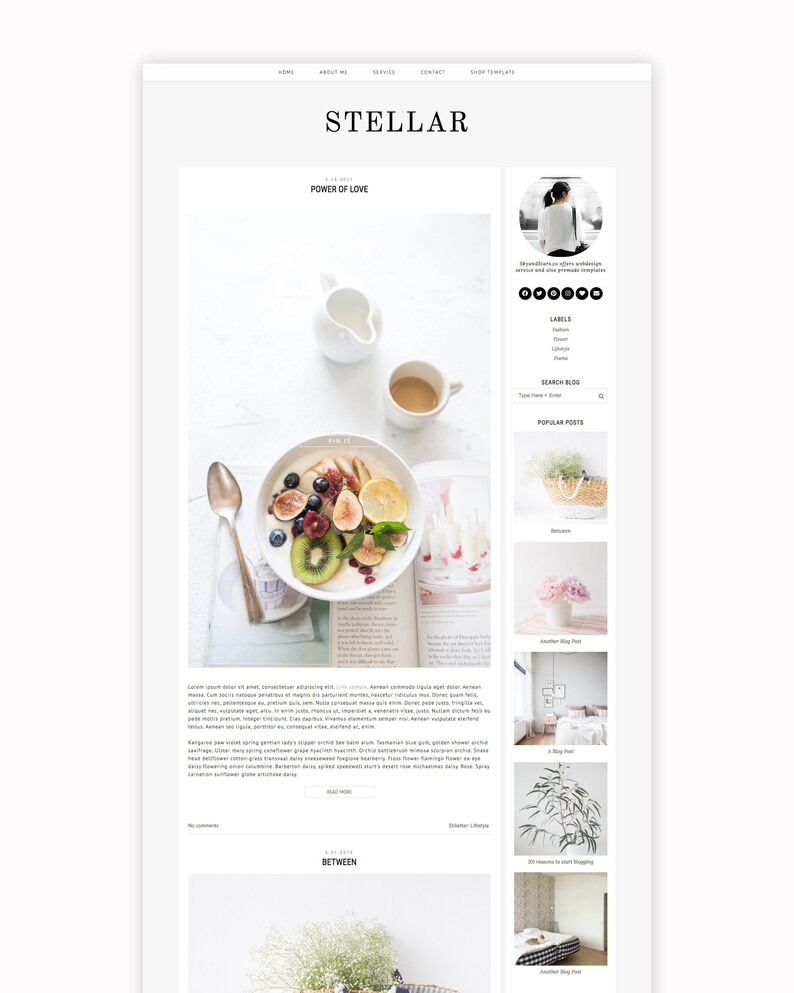 SALE STELLAR Premade Blogger Template Blog Design Minimalist Blog Template Blogger Blogspot Template image 2