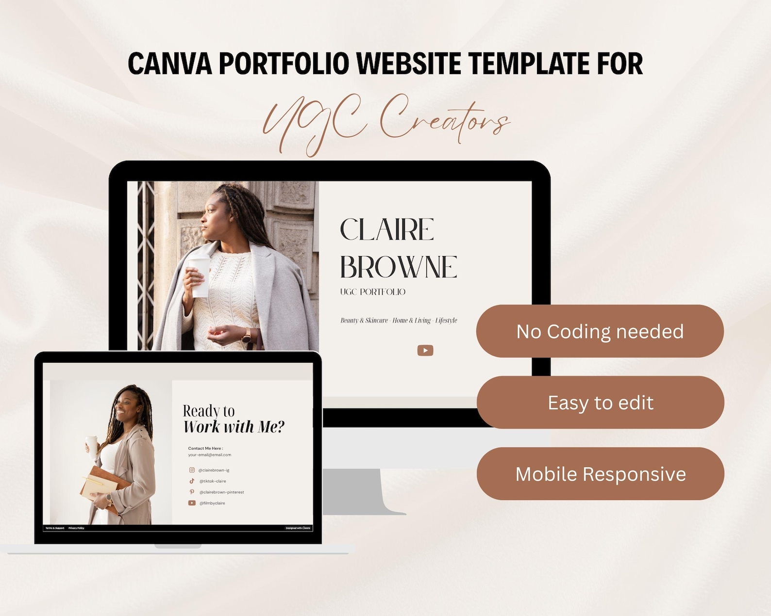 UGC Portfolio Canva Website Template for Content Creators & Influencers ...