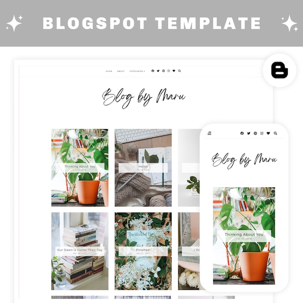 Premade Blogger Template - Responsive Blogspot Template - Blog Theme - MARU