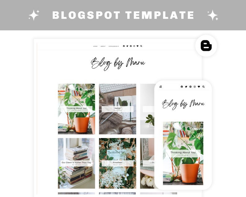 Premade Blogger Template Responsive Blogspot Template Blog Theme MARU image 1