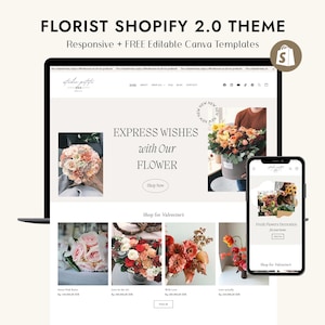 Puede incluir: Una captura de pantalla de un sitio web que muestra la página de inicio de una tienda de flores con una variedad de arreglos florales, incluyendo rosas, lirios y otras flores. El sitio web presenta un diseño limpio y moderno con un enfoque en la fotografía de alta calidad. El texto en el sitio web dice "Expresa tus deseos con nuestras flores" y "Compra para San Valentín".