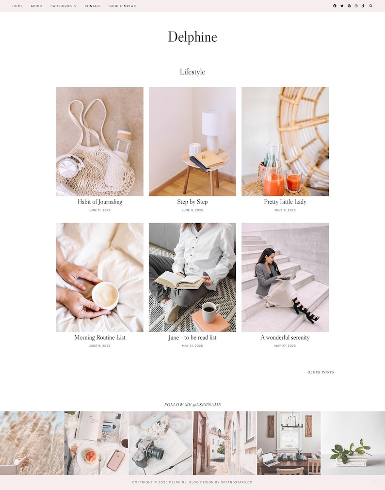 Soft Pink Blogger Template| Feminine Blogspot Theme With Grid Layout ...