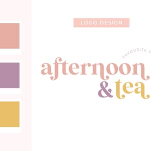 Colorful Logo Design - Premade Logo Design, Boho Logo, Boutique Design, Shop Logo, Girlboss - Afternoon Tea Logo