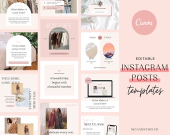 Pink Instagram Post Canva Templates - Instagram Posts Canva - Blogger Canva Template - Pink Canva Templates - Social Media Template