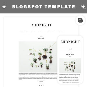 Responsive Premade Blogger Template - Clean Blog Design - Photography Blog Template - Fashion - Blogspot "MIDNIGHT"