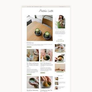 Tema WordPress feminino verde-oliva - Modelo WordPress verde-sálvia - Tema filho Kadence - Design de blog minimalista e simples