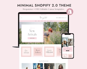 Pink Shopify Template - Clothing Shopify Theme - Fashion Shopify Editable Canva Templates - Fashion Ecommerce Shopify 2.0 Themes - FAIRYTALE