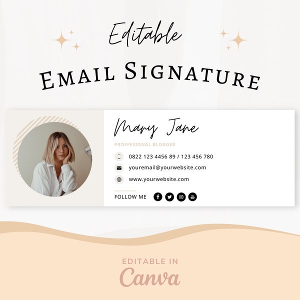 Email Signature Template, Photographer Marketing Tool, Realtor Signature, Gmail Signature Design, Business Email, Canva email signature