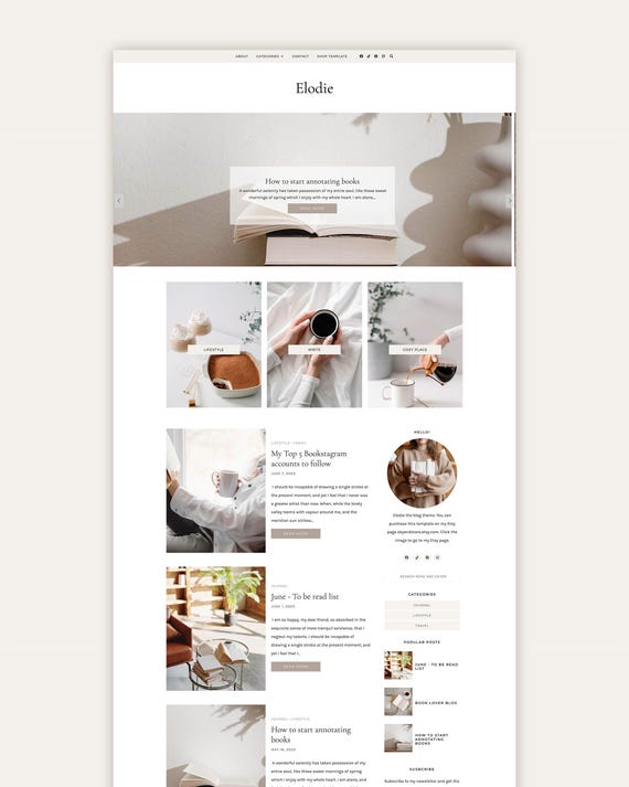 Pastel Minimal Blogger Template with Blog Slider, Mobile Responsive, Blogspot template
