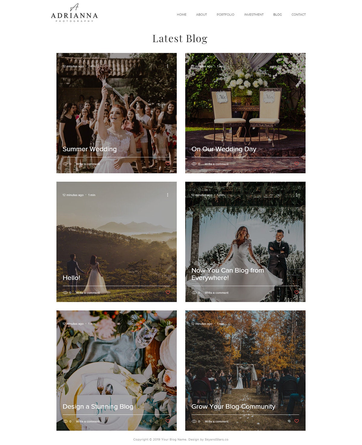 Wix Template Wix Wedding Theme Photography website Etsy