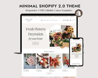 Studio Petite Florist Online Shop - Florist Shopify Theme - Clean Minimalist Theme - Editable Canva Templates - Shopify 2.0 Themes