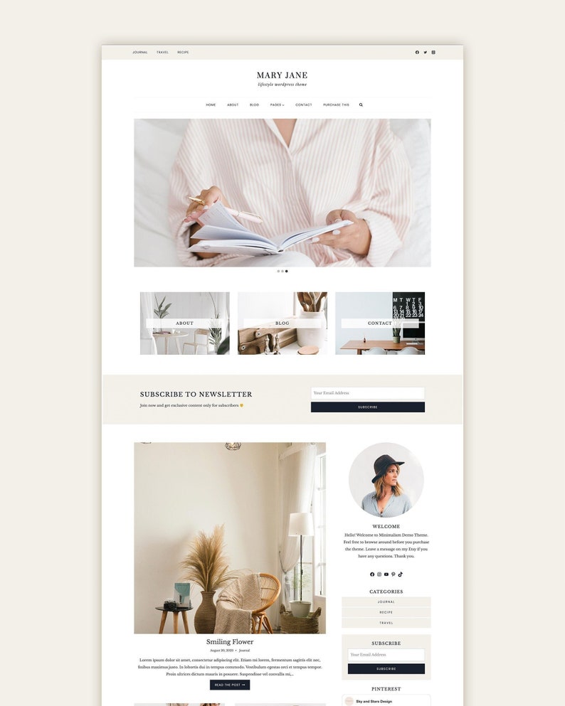 Feminine Wordpress Theme, Lifestyle Bloggers, Premade Blog Template, Lead magnet page, Kadence Child Theme Mary Jane Theme image 1