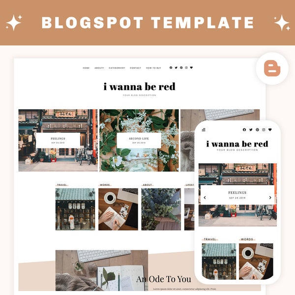 Responsive Blogger Template - Blogspot Template - Mobile friendly Blogger Theme - RED