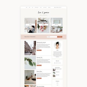 Tema para blog WordPress | Blog feminino | Tema minimalista para WordPress | Amor e Paz por Skyandstars