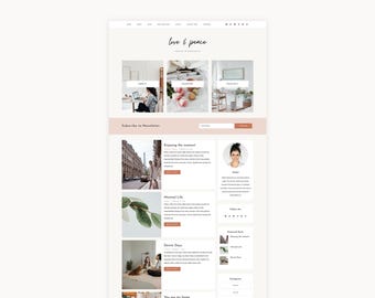 Tema de blog de WordPress / Blog femenino / Tema minimalista de WordPress / Love Peace de Skyandstars