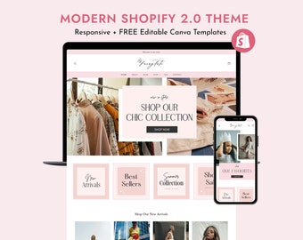 NEW Fairytale Pink Shopify Template - clothing Shopify Theme - Shopify Theme - Fashion Shopify Editable Canva Templates - Shopify 2.0 Themes