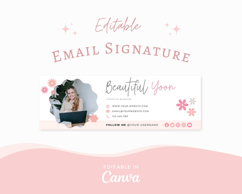 Email Signature Template, Canva email Signature,Email Marketing Signature Template, Branding Kit, Professional Email Signature YOON image 1