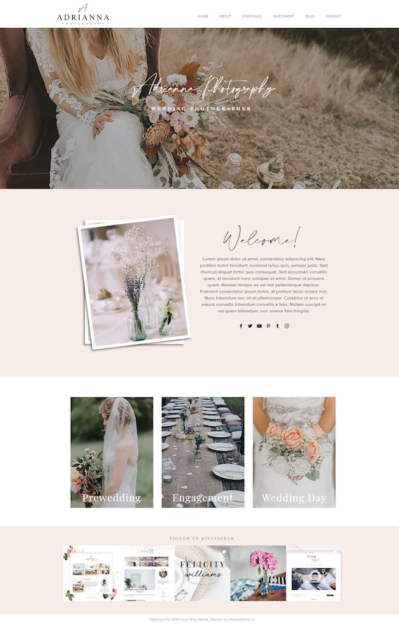 Wix Template, Wix Wedding Theme, Photography website, Photographer Wix, Wix Design, Photography Template, Portfolio Website Template  - 01