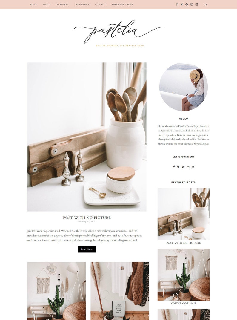 Pink Feminine Wordpress theme Pastel Pink Wordpress Template Genesis child theme Blog Design Pastelia image 1