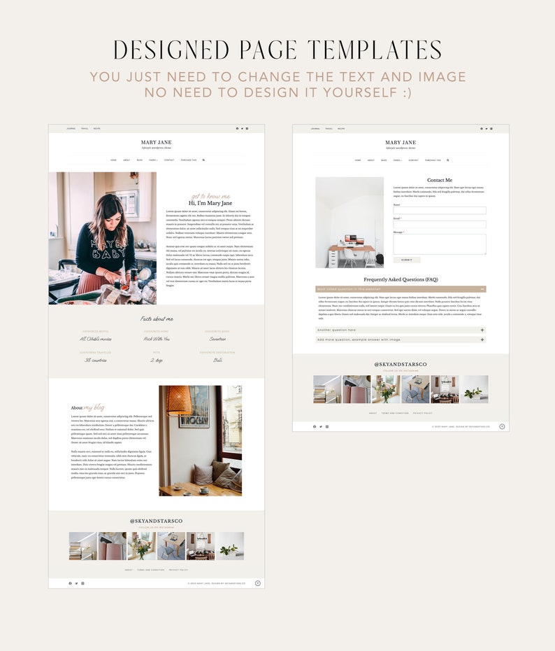 Feminine Wordpress Theme, Lifestyle Bloggers, Premade Blog Template, Lead magnet page, Kadence Child Theme Mary Jane Theme image 2