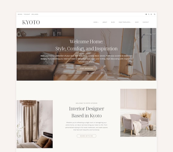 WordPress Theme for Home Decor & Interior Design Bloggers - WordPress Theme for Coaches, Agencies, Shop - Kadence Child Theme - Kyoto