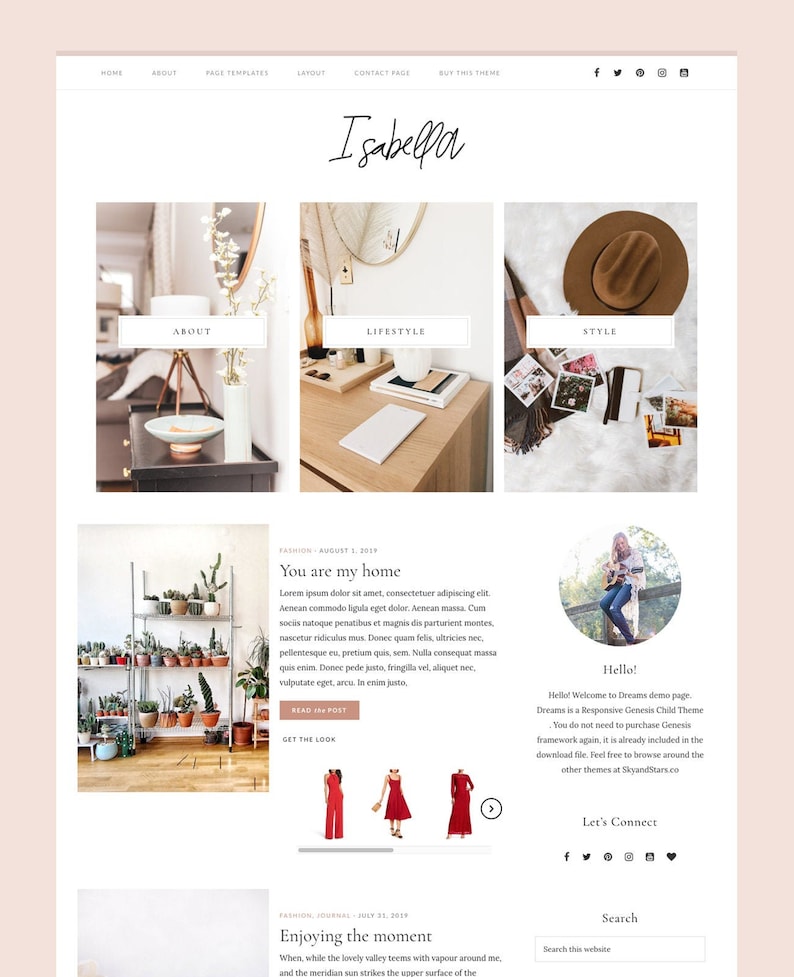 NEW!! Feminine Wordpress theme - Genesis child theme - Simple Blog Theme - ISABEL 