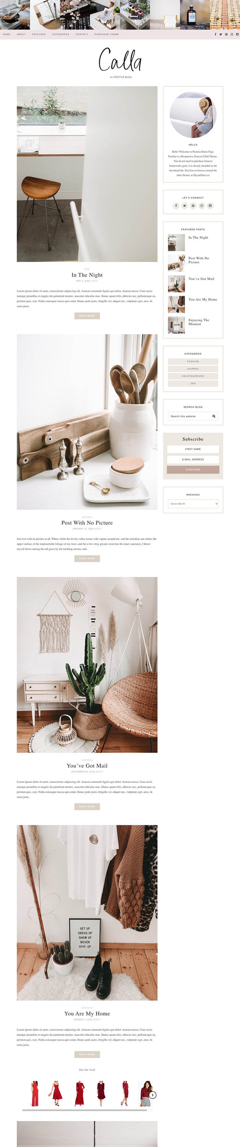 Pastel Feminine Wordpress theme Pink Wordpress Template Genesis child theme Blog template CALLA image 3