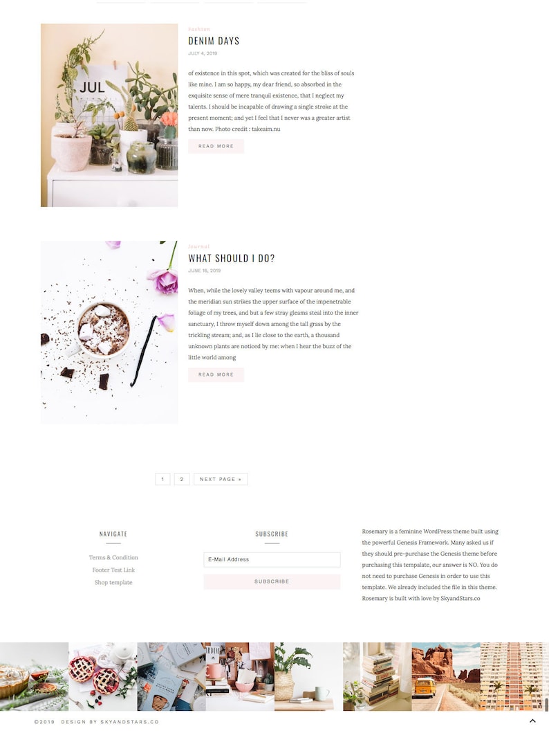 Wordpress Theme Blog & Genesis Child Theme, Responsive Wordpress Template, Pink Wordpress theme, Feminine Wordpress theme Rosemary image 3