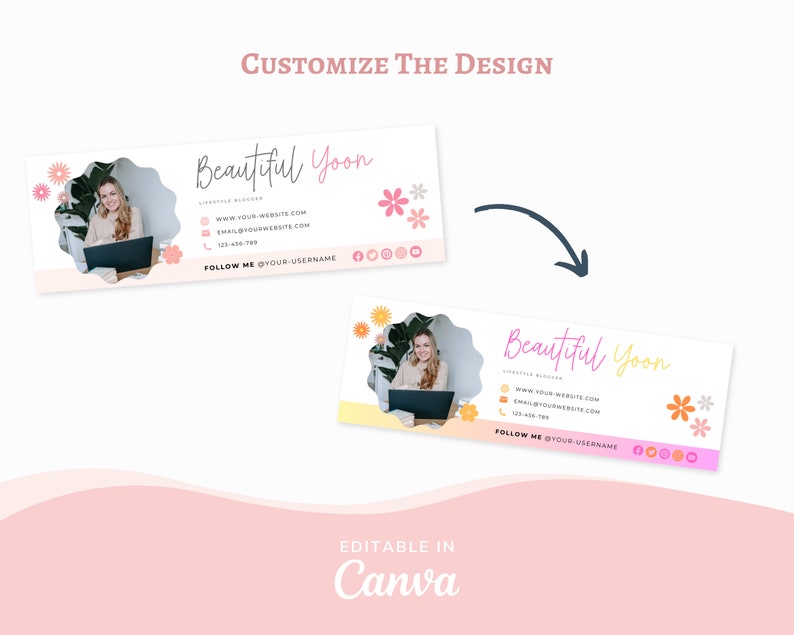 Email Signature Template, Canva email Signature,Email Marketing Signature Template, Branding Kit, Professional Email Signature YOON image 2