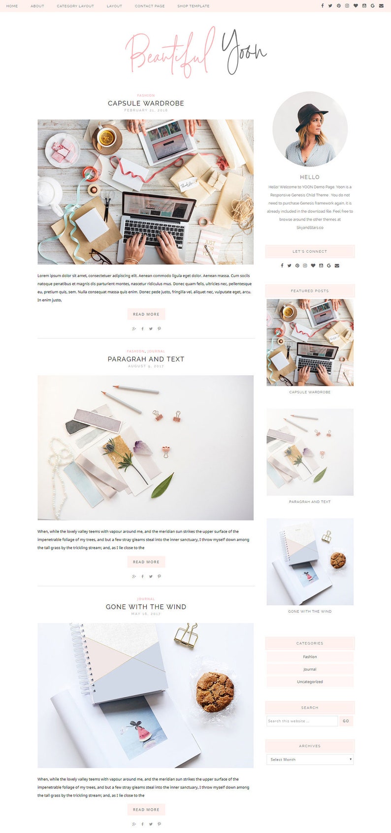 Wordpress Theme Blog & Genesis Child Theme, Wordpress Template YOON image 1