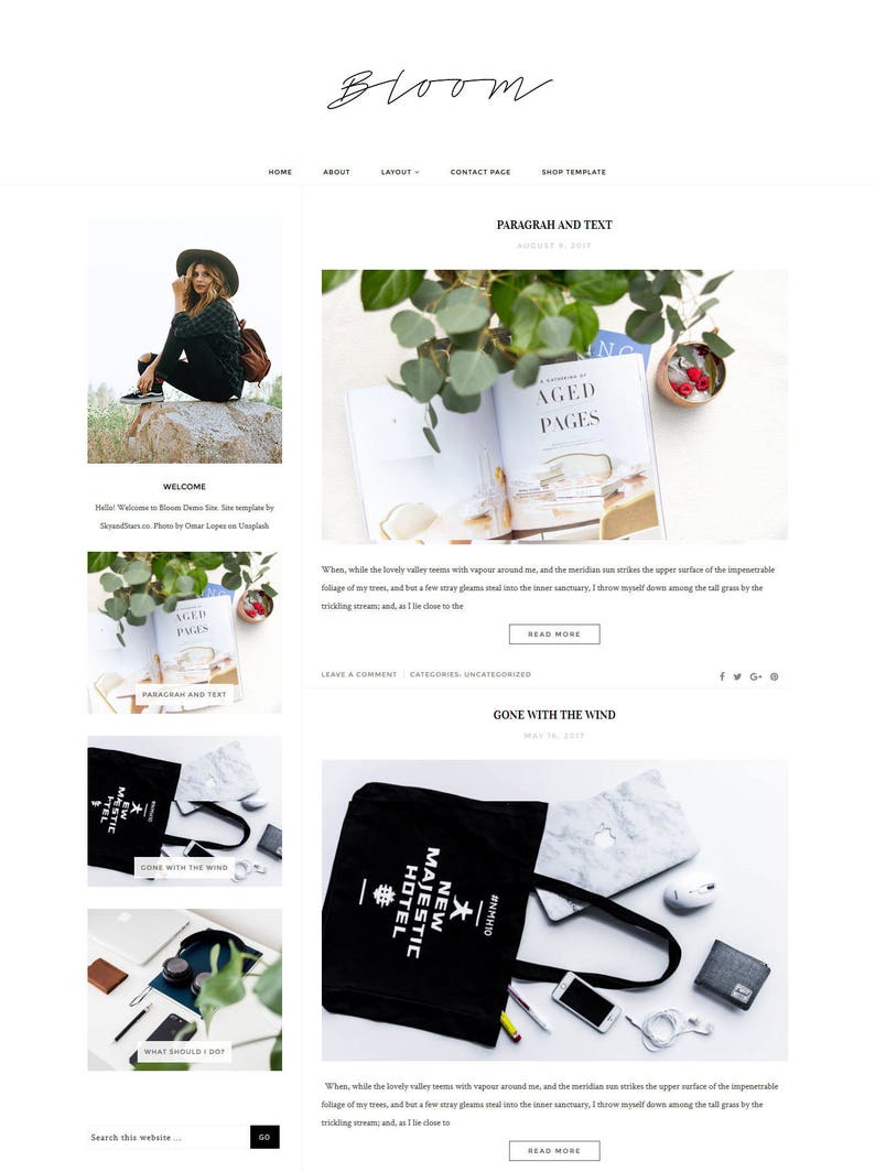 Wordpress Theme - Responsive  Wordpress Template - Lifestyle Blog Template - Clean Minimalist Theme - Genesis Child Theme - BLOOM 