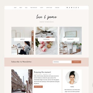 WordPress-blogthema | Vrouwelijk websiteblog | Minimaal WordPress-thema | Love Peace van Skyandstars