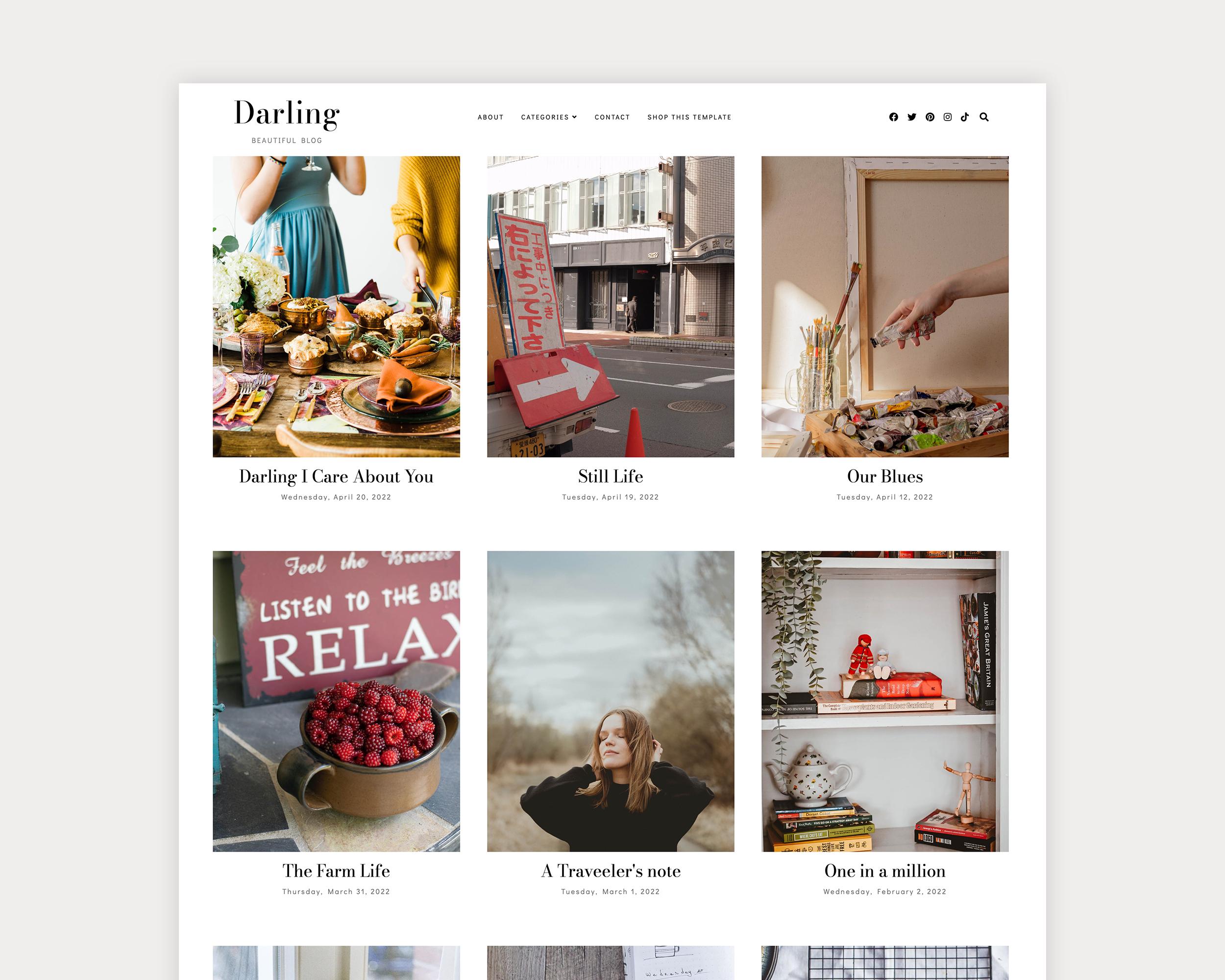 Blogspot または Blogger ブログテンプレートのグリッドレイアウト - DARLING - Etsy 日本, image size:2500x2000