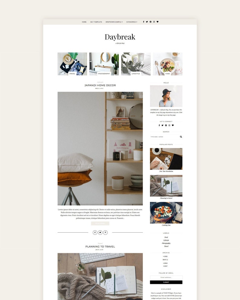 Premade Blogger Template Responsive Mobile Blogger Template Blogspot Template Blog Theme DAYBREAK image 2