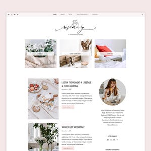 Wordpress Theme Blog & Kadence Child Theme, Responsive Wordpress Template, Pink Wordpress theme, Feminine Wordpress theme - Rosemary