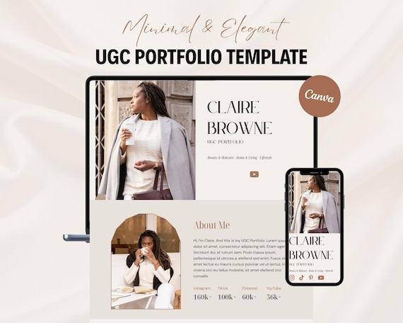 UGC Portfolio Canva Website Template for Content Creators & Influencers | Customizable Media Kit and Landing Page